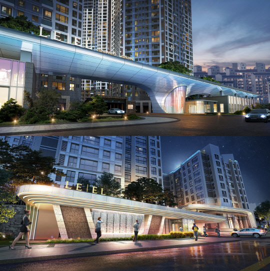 롯데건설 '르엘 신반포 센트럴 문주'(위)와 '르엘 대치 문주'(아래) 조감도.    롯데건설 제공